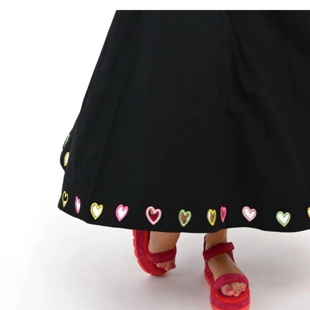 Kerri Rosenthal Tailor Embroidered Hearts black Dress Size Medium - Picture 4 of 12